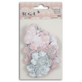 Die-cuts 60 formes découpées papillons rose gris - Toga