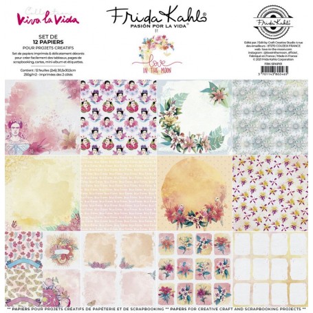 Set de papier 30x30 Viva la Vida 12f – Frida Kahlo - Love in the Moon