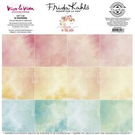 Set de papier 30x30 coordonné Viva la Vida 12f – Frida Kahlo - Love in the Moon