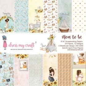 Set de papier 15x15 Mom to be 24 feuilles - Dress my Craft