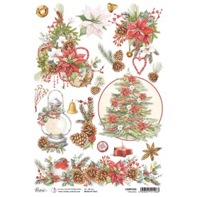 Papier de riz A4 Pinecones - 1 feuille - Christmas Vibes - Ciao Bella Papercrafting