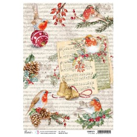 Papier de riz A4 Little Birds - 1 feuille - Christmas Vibes - Ciao Bella Papercrafting
