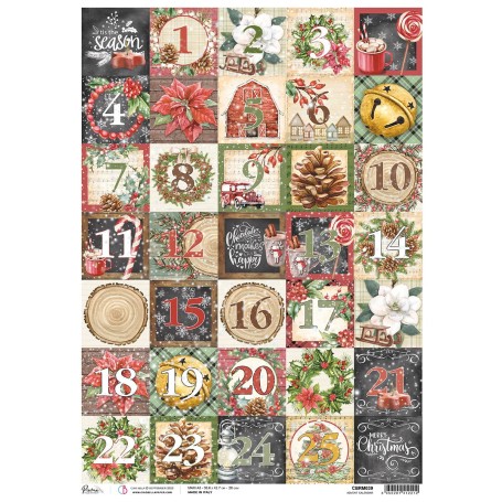 Papier de riz A3 Advent Calendar - 1 feuille - Christmas Vibes - Ciao Bella Papercrafting