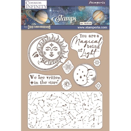 Rubber Stamps Sun and Moon 9pc - Cosmos Infinity - Stamperia