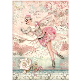 Papier de riz A4 Ice Skater - 1 feuille - Sweet Winter - Stamperia