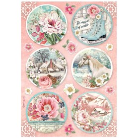 Papier de riz A4 Rounds - 1 feuille - Sweet Winter - Stamperia