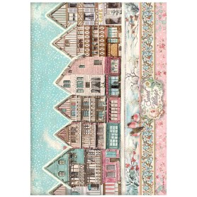 Papier de riz A4 Sweet Village - 1 feuille - Sweet Winter - Stamperia