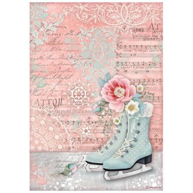 Papier de riz A4 Ice Skates - 1 feuille - Sweet Winter - Stamperia