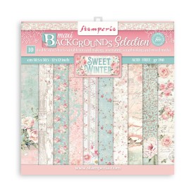 Set de papier 20x20 Backgrounds Selection Sweet Winter 10 feuilles - Stamperia