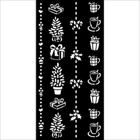 Pochoir Christmas Border gift and cups 12x25cm - Stamperia Thick Stencil
