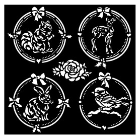 Pochoir Christmas Frame 4 rounds 18x18cm - Stamperia Thick Stencil