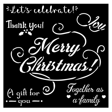 Pochoir Merry Christmas 18x18cm - Stamperia Thick Stencil