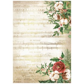 Papier de riz A4 Music - 1 feuille - Romantic Home for the Holidays - Stamperia