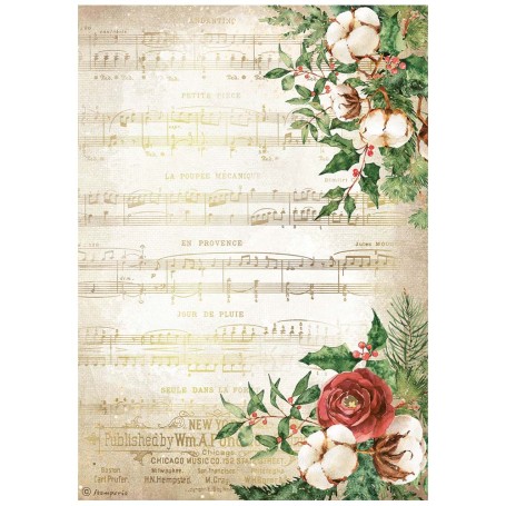 Papier de riz A4 Music - 1 feuille - Romantic Home for the Holidays - Stamperia