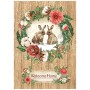 Papier de riz A4 Welcome home bunnies - 1 feuille - Romantic Home for the Holidays - Stamperia