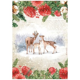 Papier de riz A4 Deers - 1 feuille - Romantic Home for the Holidays - Stamperia