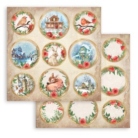 Papier 30x30 Rounds 1f - Home for the Holidays - Romantic Collection Stamperia
