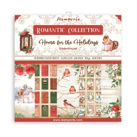 Set de papier 15x15 Home for the Holidays 10 feuilles - Romantic Collection Stamperia