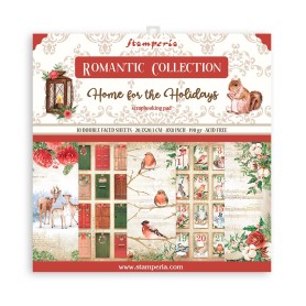 Set de papier 20x20 Home for the Holidays 10 feuilles - Romantic Collection Stamperia