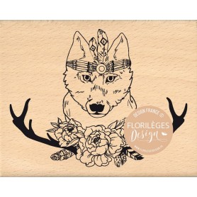 Tampon bois Loup Boho - Arizona - Florilèges Design