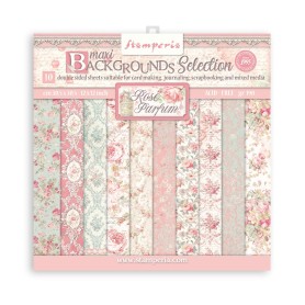 Set de papier 30x30 Maxi Background Selection Rose Parfum 10 feuilles - Stamperia