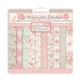 Set de papier 20x20 Background Selection Rose Parfum 10 feuilles - Stamperia