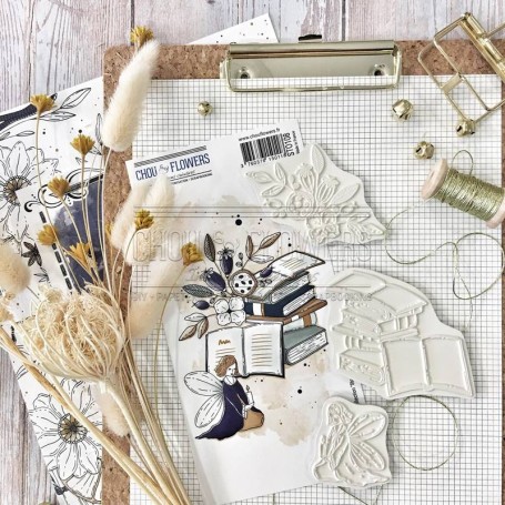 Tampon EZ Pile de livres - Storybook - Chou and Flowers