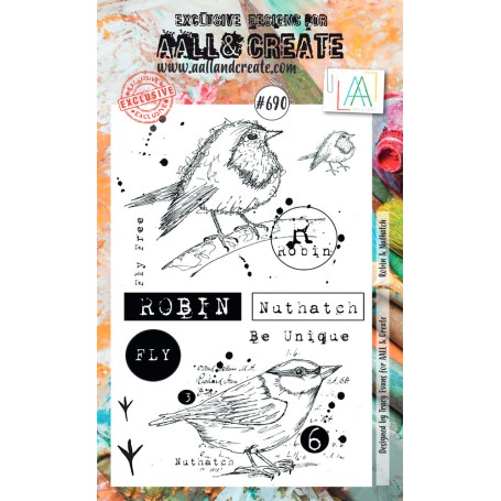 Tampons 690 Robin & Nuthatch 9pc - AALL and Create Clear stamps