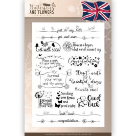 Tampons Textes Butterflies and Flowers Classic 13pc - Jeanine's Art Clearstamps