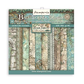 Set de papier 20x20 Backgrounds Selection Magic Forest 10 feuilles - Stamperia