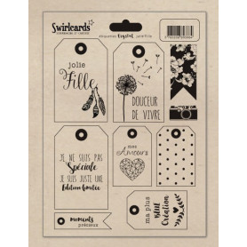 Etiquettes Transparentes Crystal  Jolie fille noir à découper – Swirlcards