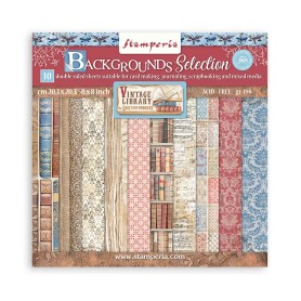 Set de papier 20x20 Backgrounds Selection Vintage Library 10 feuilles - Stamperia