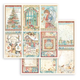 Papier 30x30 6 cards 1f - Christmas Greetings - Stamperia