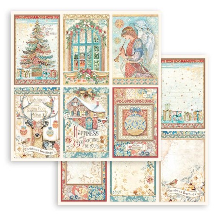 Papier 30x30 6 cards 1f - Christmas Greetings - Stamperia