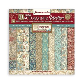 Set de papier 30x30 Backgrounds Selection Christmas Greetings 10 feuilles - Stamperia