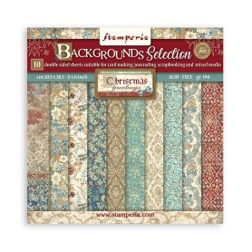 Set de papier 20x20 Backgrounds Selection Christmas Greetings 10 feuilles - Stamperia