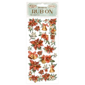 Transferts Rub-on Poinsettia and Bells - All around Xmas 10x21 cm - Stamperia
