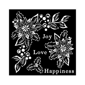Pochoir Christmas Joy, Love, Happiness 18x18cm - Stamperia Thick Stencil