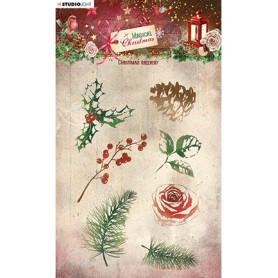 Tampons Christmas greenery 7pc - Magical Christmas nr 500 - Studio Light Clear Stamps