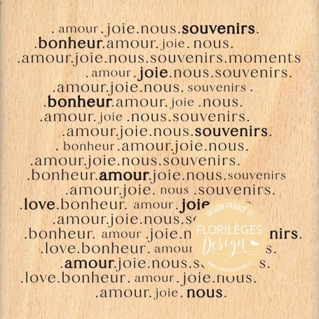 Tampon bois souvenir bonheur amour - Florilèges Design