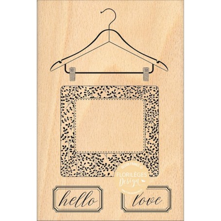 Tampon bois Cintre Hello Love - Florilèges Design