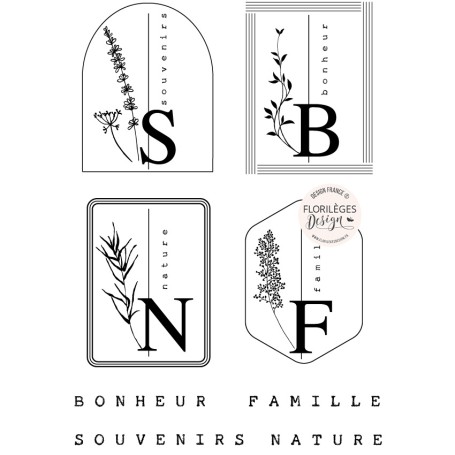 Tampons Etiquettes Florales 1 - Herbarium - Florilèges Design