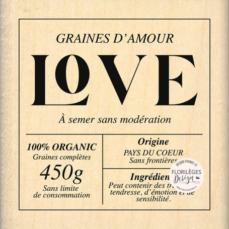 Tampon bois Graines d'amour - Florilèges Design