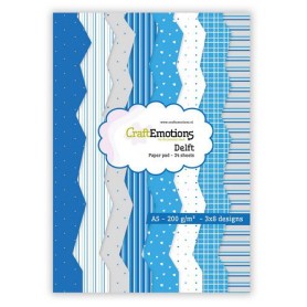 Set de papier A5 Delft - Blue 24f - CraftEmotions Paper Pad