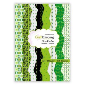 Set de papier A5 Stockholm - Green 24f - CraftEmotions Paper Pad