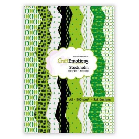 Set de papier A5 Stockholm - Green 24f - CraftEmotions Paper Pad