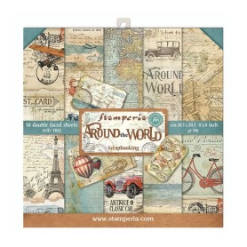 Set de papier 20x20 Around the World 10 feuilles - Stamperia