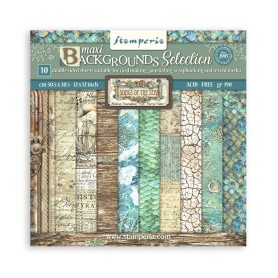 Set de papier 30x30 Maxi Backgrounds Selection Songs of the Sea 10 feuilles - Stamperia