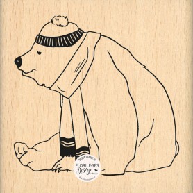 Tampon bois Un ours en hiver - Florilèges Design