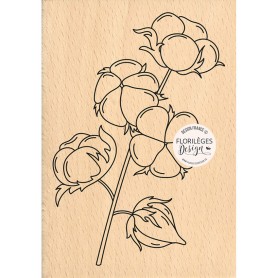 Tampon bois Branche de coton - Florilèges Design